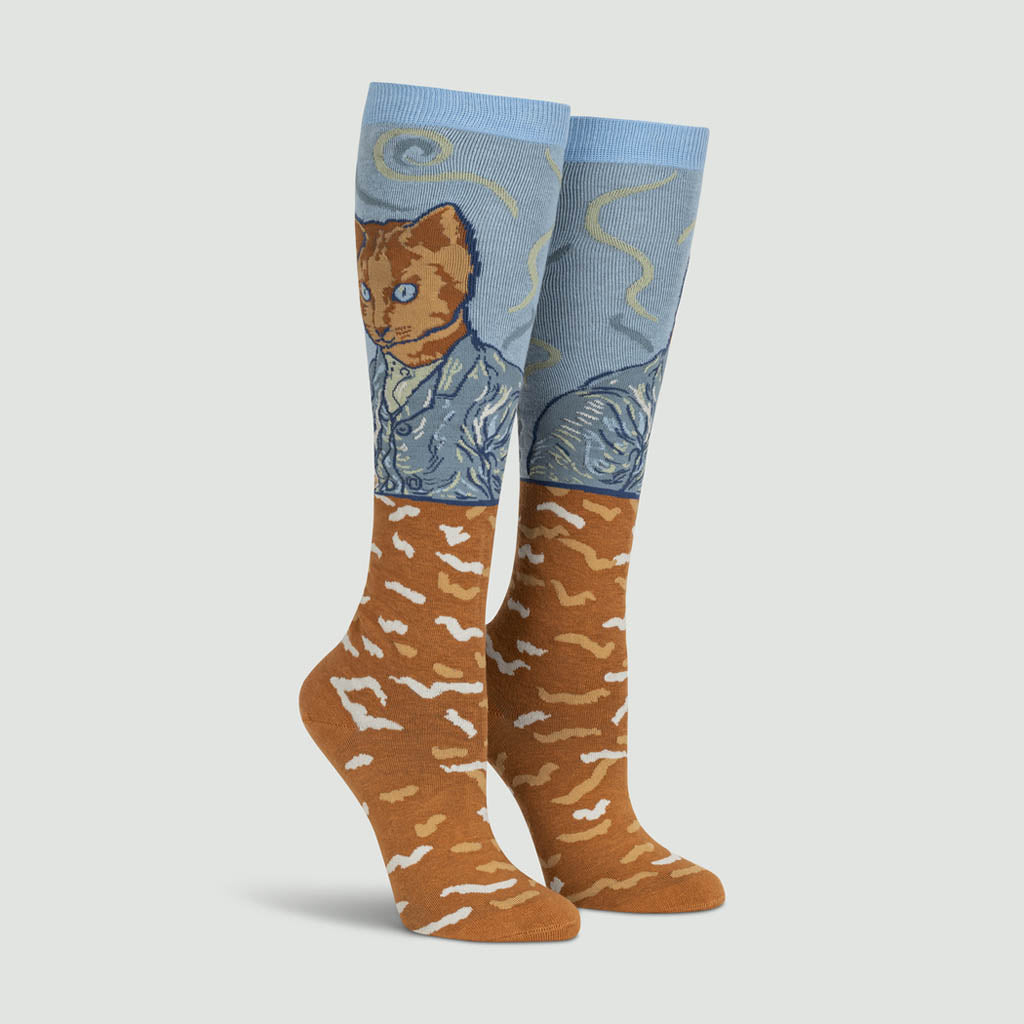 Cat Van Gogh - Women's Knee Length Socks