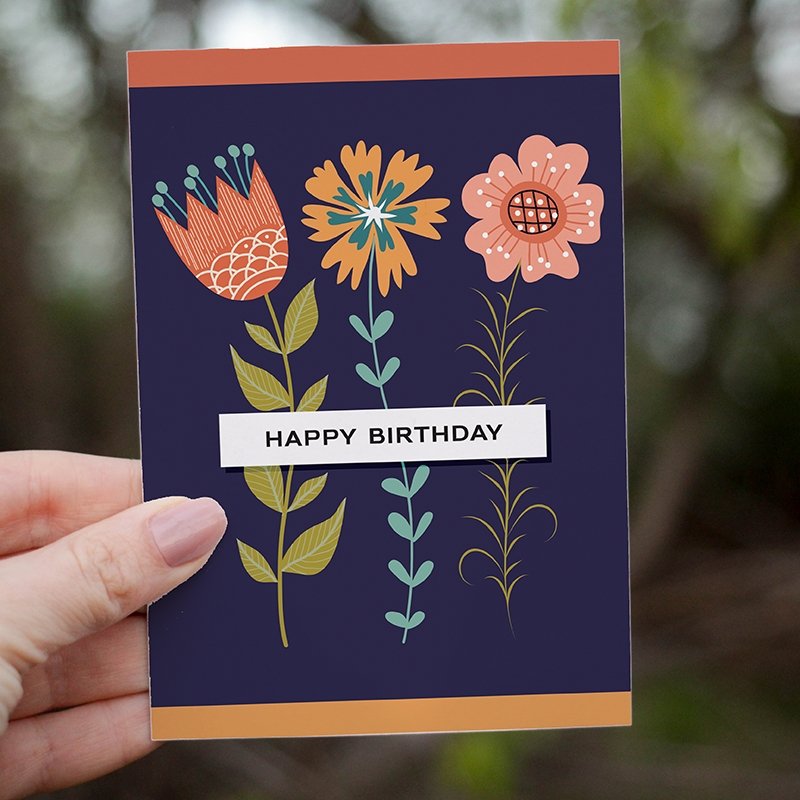 Card - Floral Birthday - The Red Dog Gift Shop NZ