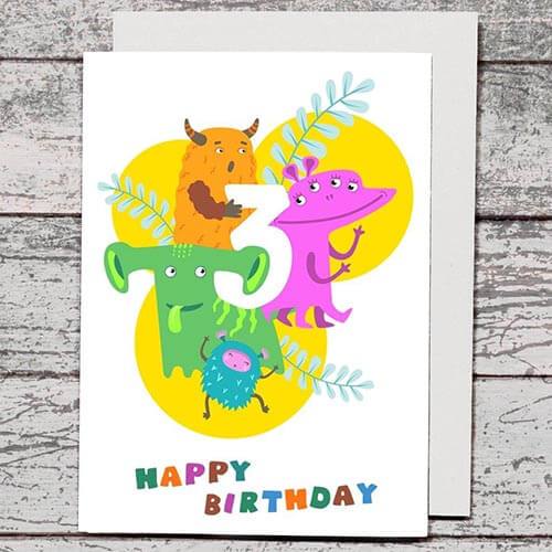 Card - Monster Mash Age 3 - The Red Dog Gift Shop NZ