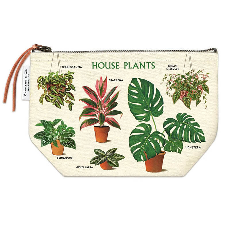 Vintage Cavallini Print Pouch - House Plants