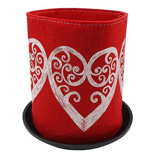 Jo Luping Design - Ecofelt Growbag - Aroha White on Red - The Red Dog Gift Shop NZ