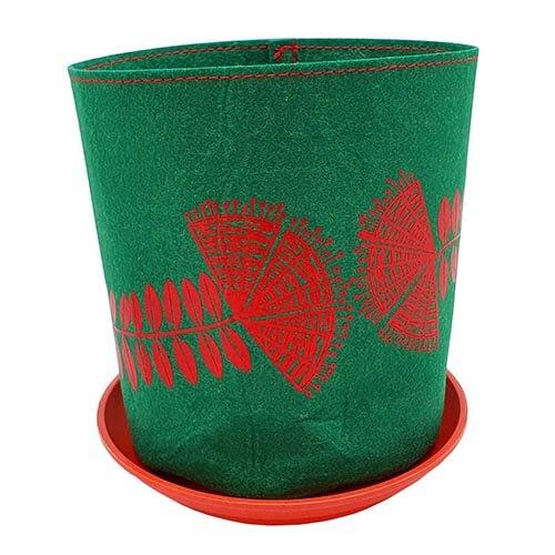 Jo Luping Design - Ecofelt Growbag - Pohutukawa Red on Green - The Red Dog Gift Shop NZ