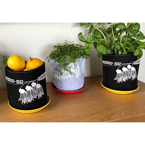 Jo Luping Design - Ecofelt Growbag -White Pohutukawa on Red - The Red Dog Gift Shop NZ