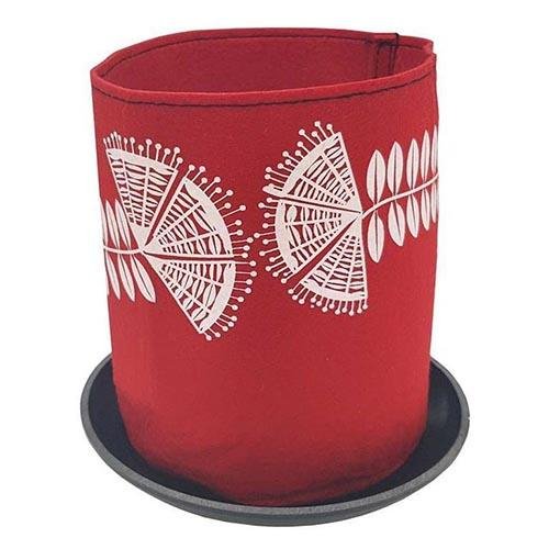 Jo Luping Design - Ecofelt Growbag -White Pohutukawa on Red - The Red Dog Gift Shop NZ