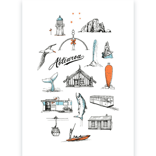 NZ Places - Tea Towel Wolfkamp & Stone