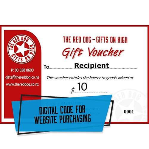Online Gift Voucher / Code - $10 - The Red Dog Gift Shop NZ