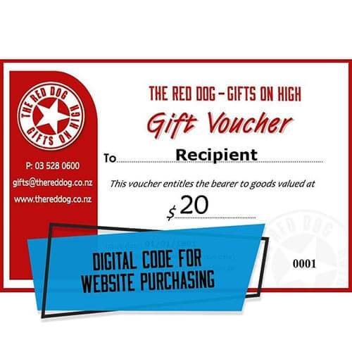 Online Gift Voucher / Code - $20 - The Red Dog Gift Shop NZ