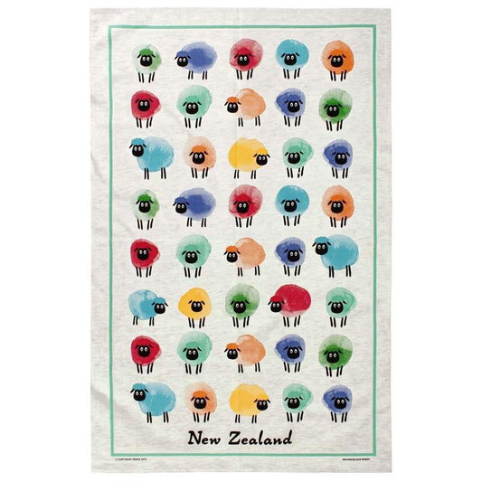 Watercolour Sheep Tea Towel - The Red Dog Gift Shop