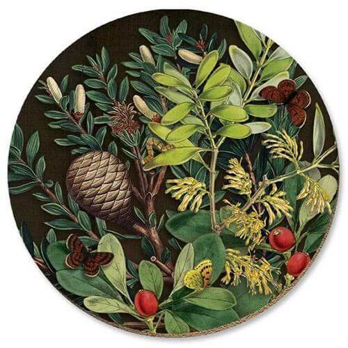 Wolfkamp & Stone Single Coaster - Pine Cone & Berries - The Red Dog Gift Shop NZ